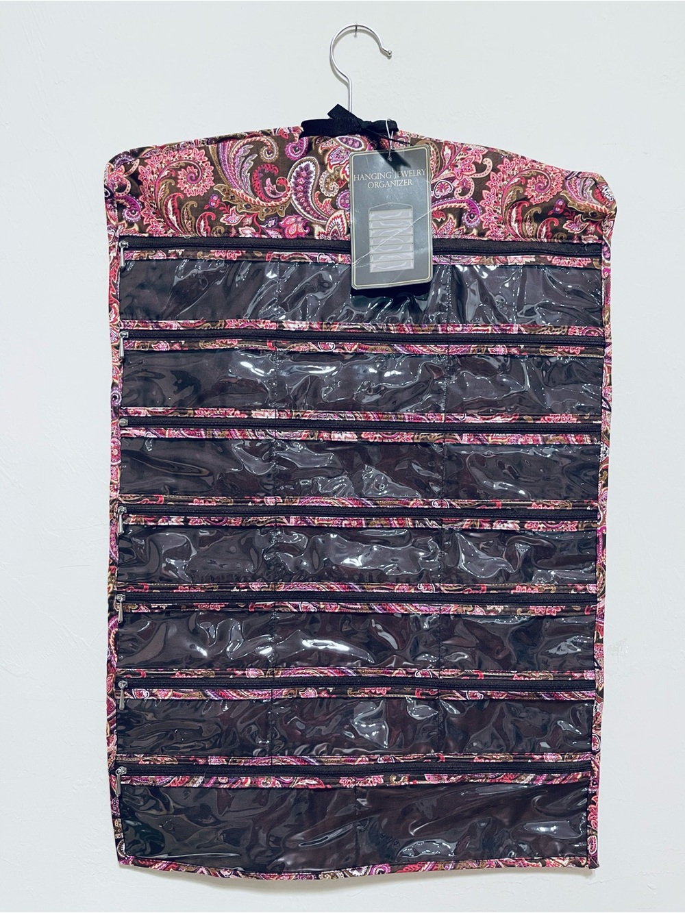 Raymond Waites Hanging Jewelry Organizer Paisley Double Sided Zippered Pockets